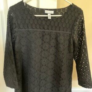 Black Lace 3/4 sleeve Top - Misses M